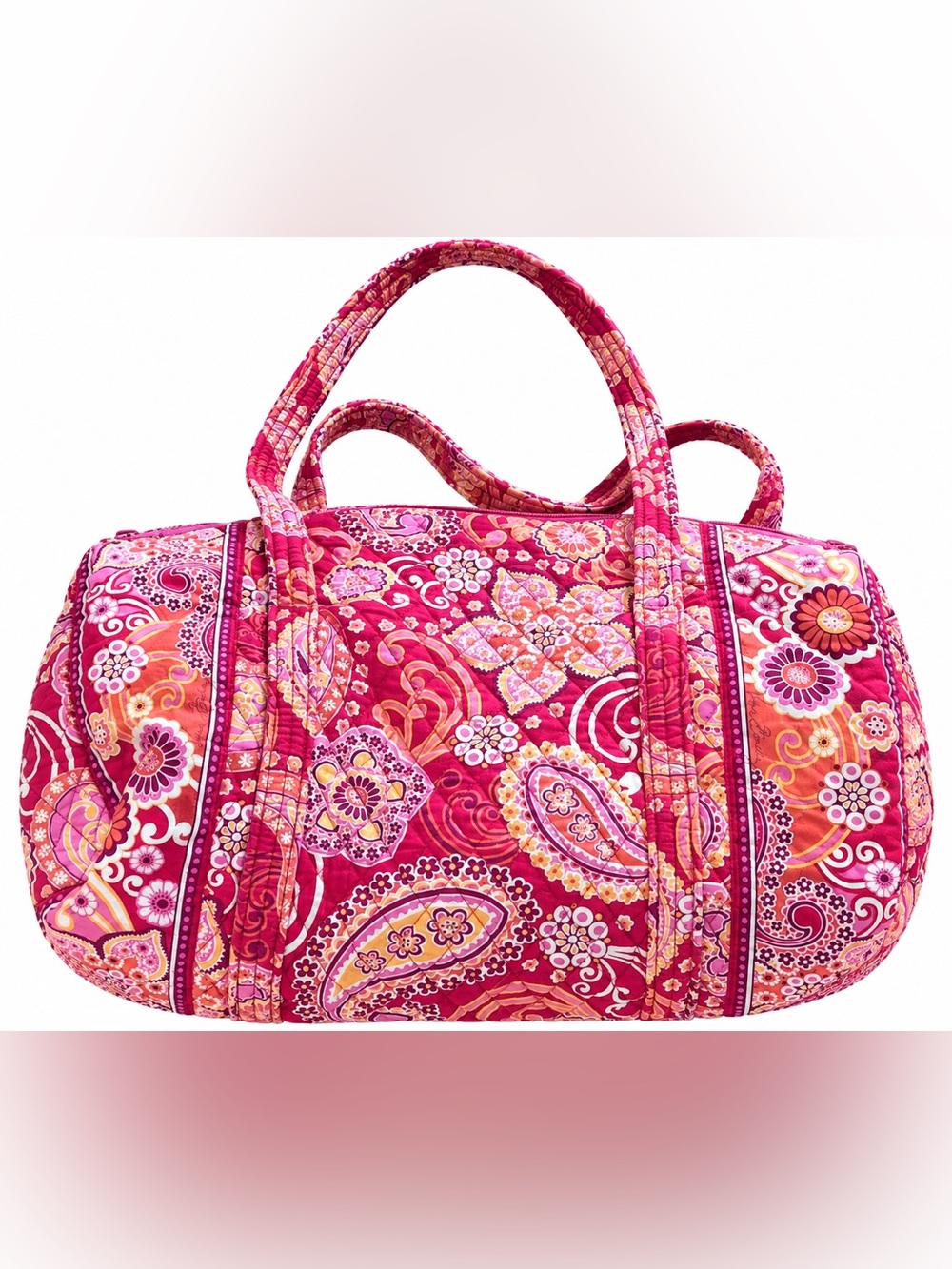 Vera Bradley Pink and Red Paisley Quilted Duffel